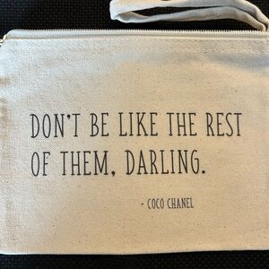 CHANEL Cream Canvas Pouch with Quote